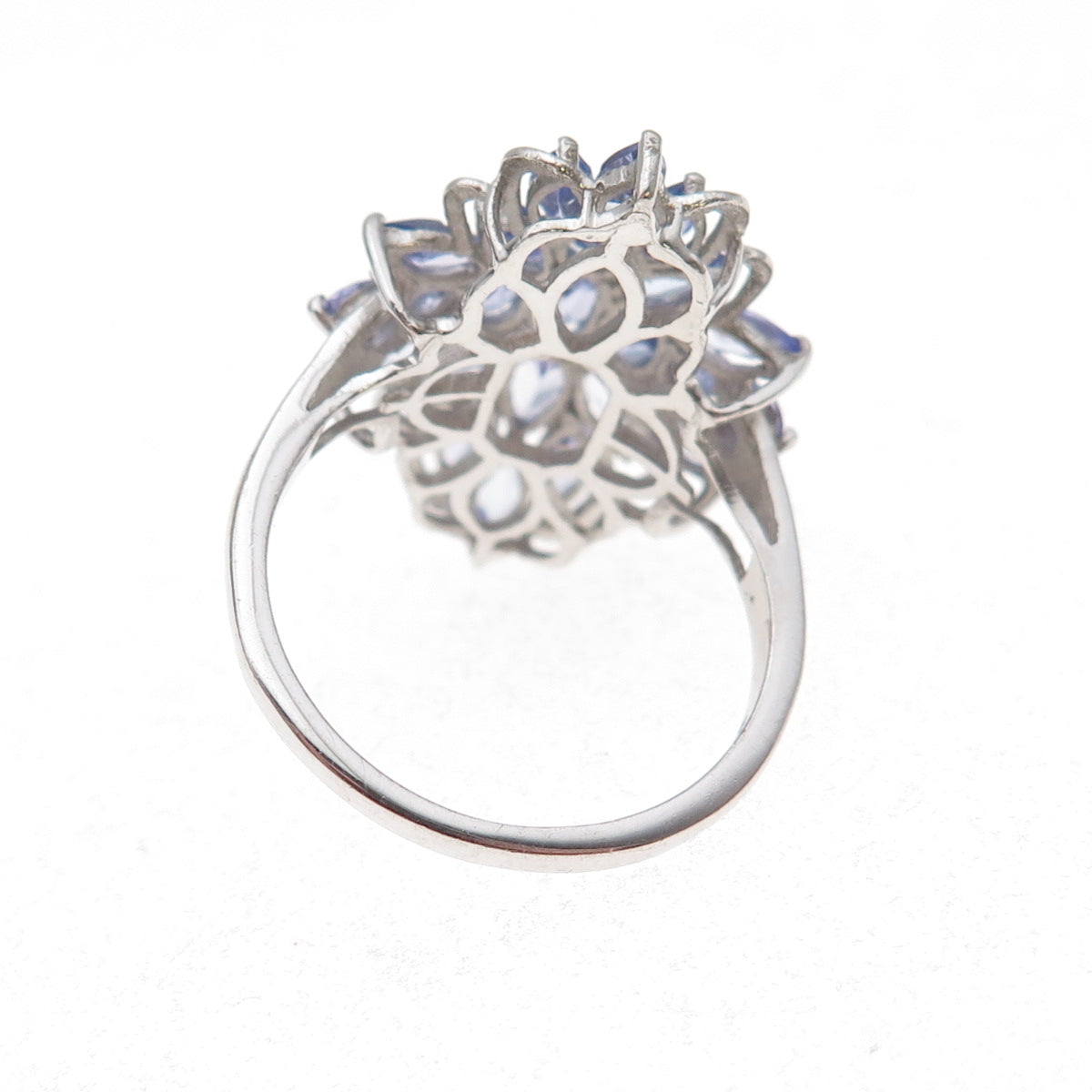 Chuck Clemency 925 Sterling Silver Real Tanzanite Floral Ring Size 8