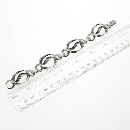 Industria Argentina Sterling Silver Vintage Modernist Oxidized Bracelet 6.75"