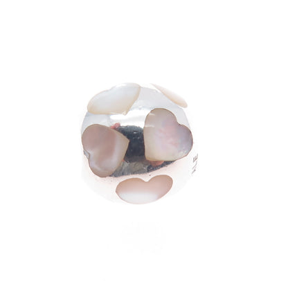 PANDORA 925 Sterling Silver Real MOP Heart Slide Bead Charm