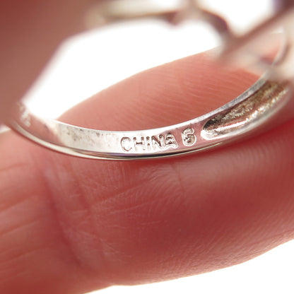 ROSS SIMONS 925 Sterling Silver Real Cushion & Princess-Cut Amethyst Ring Size 6