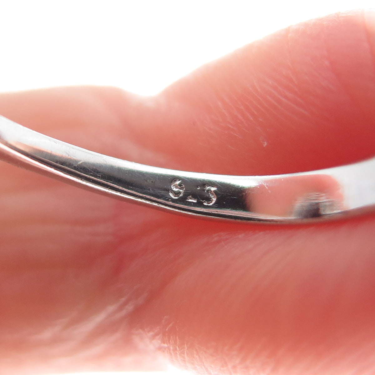 925 Sterling Silver Real Oval-Cut Blue Spinel & Round-Cut C Z Ring Size 7.75