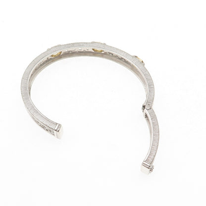 Judith Ripka 925 Sterling Silver Real Lemon Quartz Infinity Cuff Bracelet 6.25"