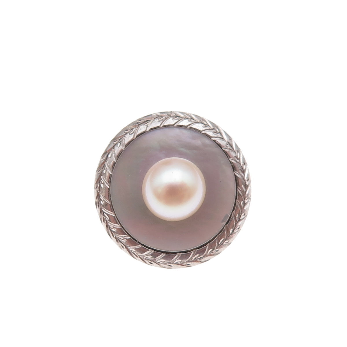 925 Sterling Silver Antique Art Deco Real Akoya Pearl & MOP Button