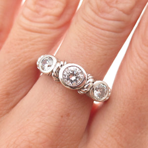Judith Ripka 925 Sterling Silver Round-Cut C Z Ring Size 7.25
