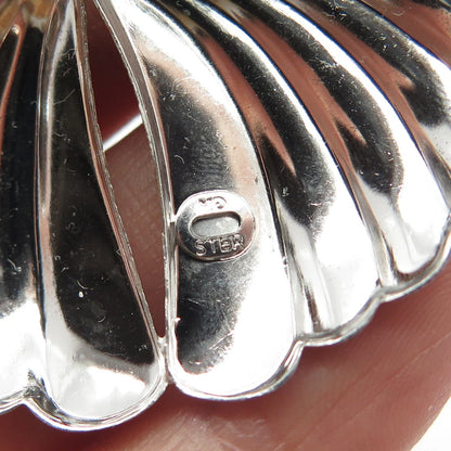 925 Sterling Silver 2-Tone Vintage Ribbed Pin Brooch