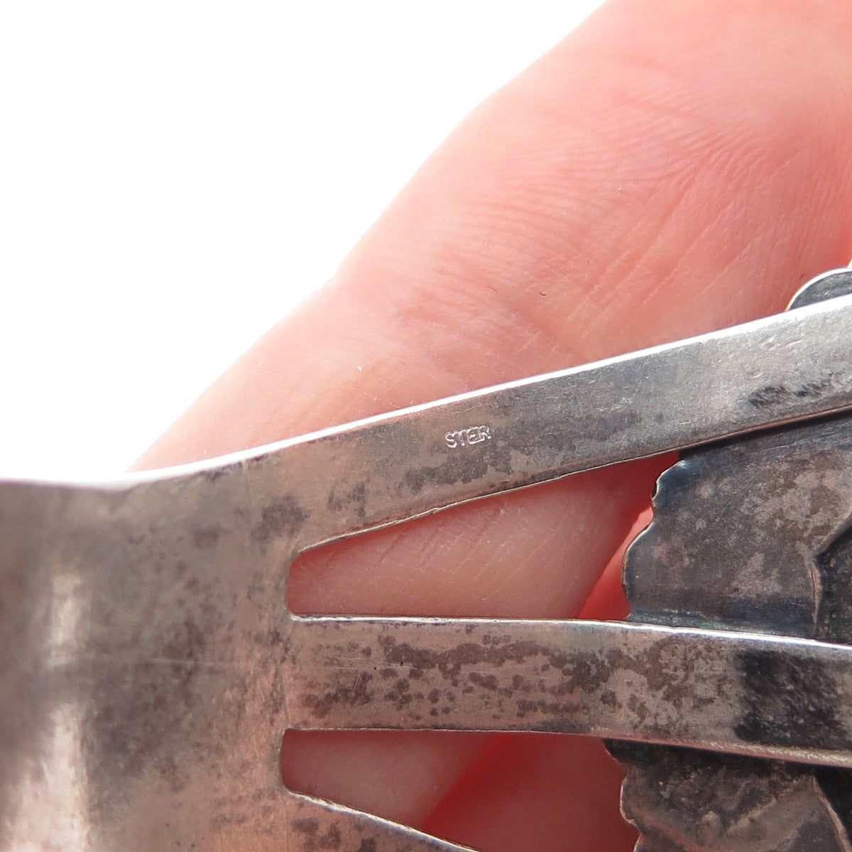 Old Pawn 925 Sterling Silver Vintage Royston Turquoise Adjustable Bracelet 6.75"