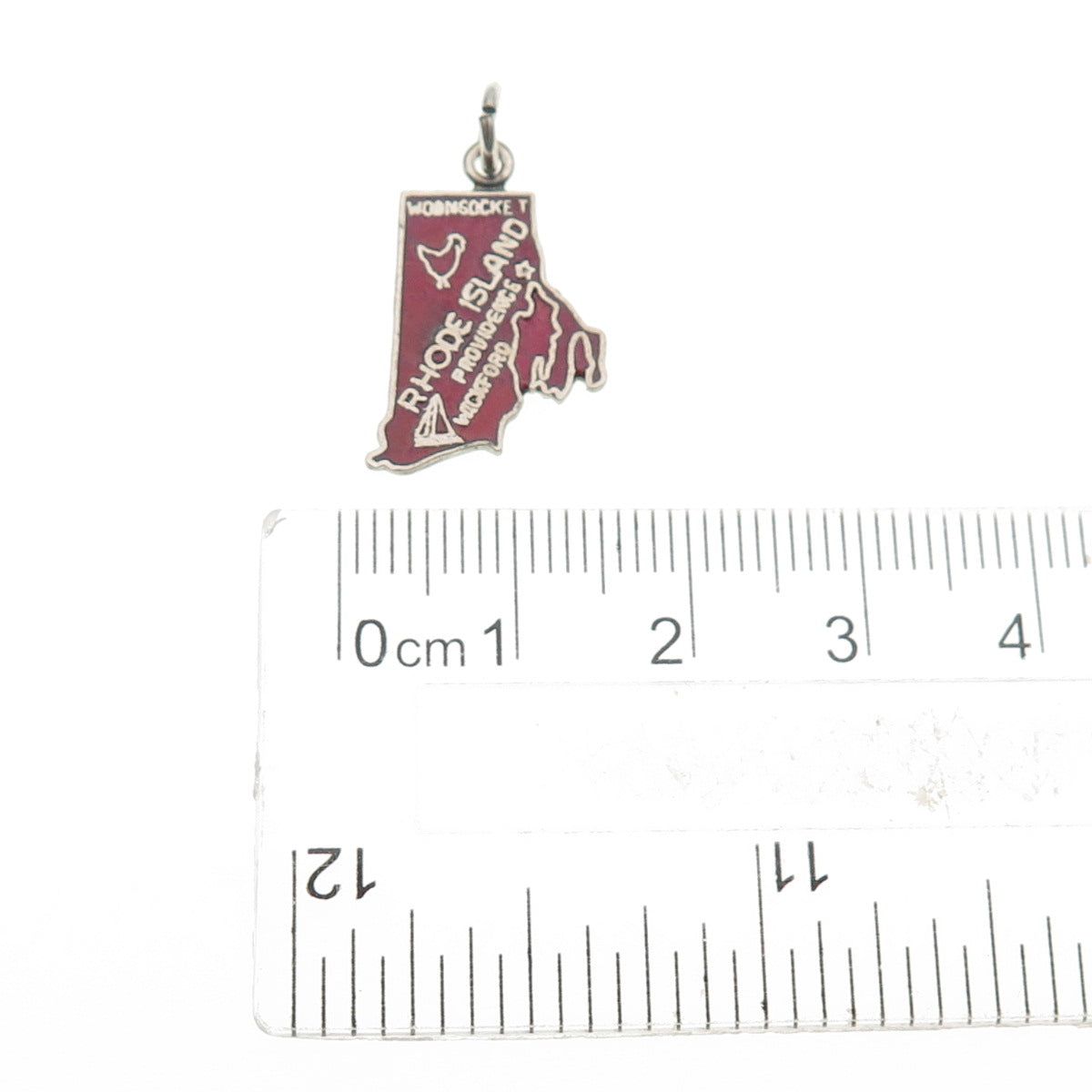 FRENCH & FRANKLIN 925 Sterling Silver Vintage Enamel Rhode Island Mini Pendant
