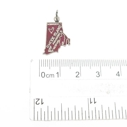 FRENCH & FRANKLIN 925 Sterling Silver Vintage Enamel Rhode Island Mini Pendant
