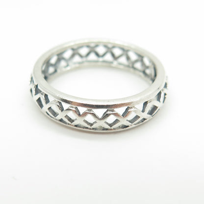 925 Sterling Silver Vintage Cage Band Ring Size 7