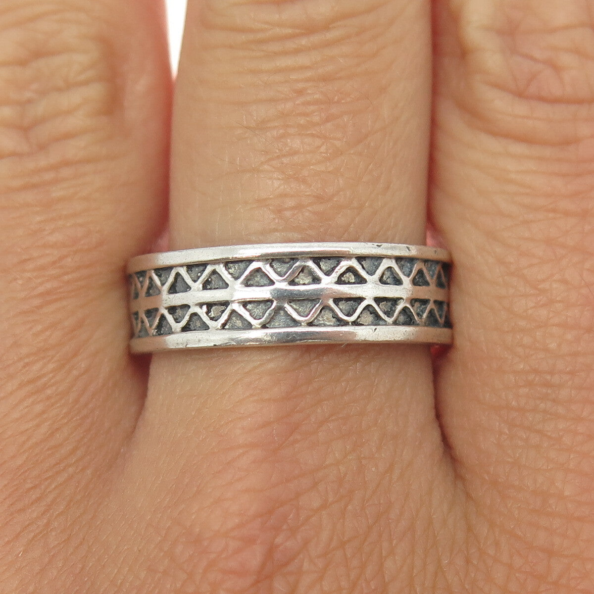 SARAH COVENTRY 925 Sterling Silver Vintage Zig Zag Band Ring Size 11