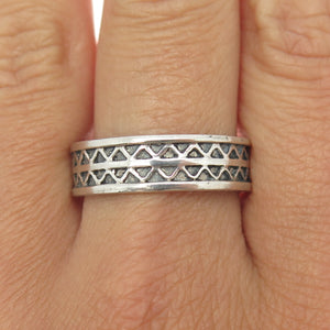 SARAH COVENTRY 925 Sterling Silver Vintage Zig Zag Band Ring Size 11