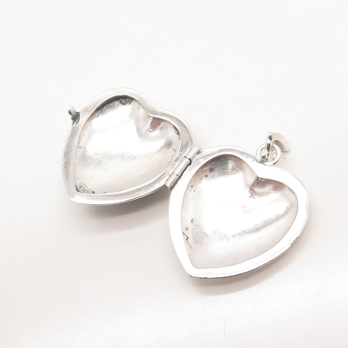 925 Sterling Silver Real Marcasite Gem Heart Locket Pendant