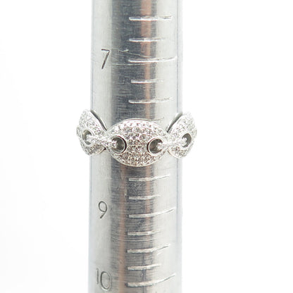 925 Sterling Silver Pave C Z Chain Band Ring Size 8.25