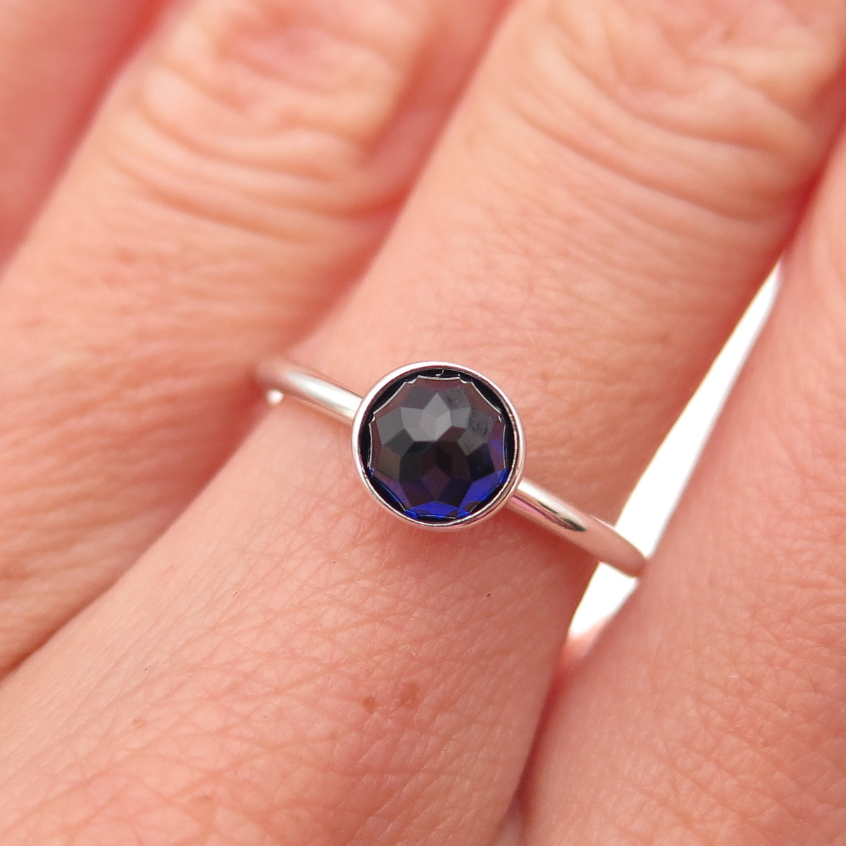 Pandora 925 Sterling Silver Real Sapphire September Birthstone Ring Size 6