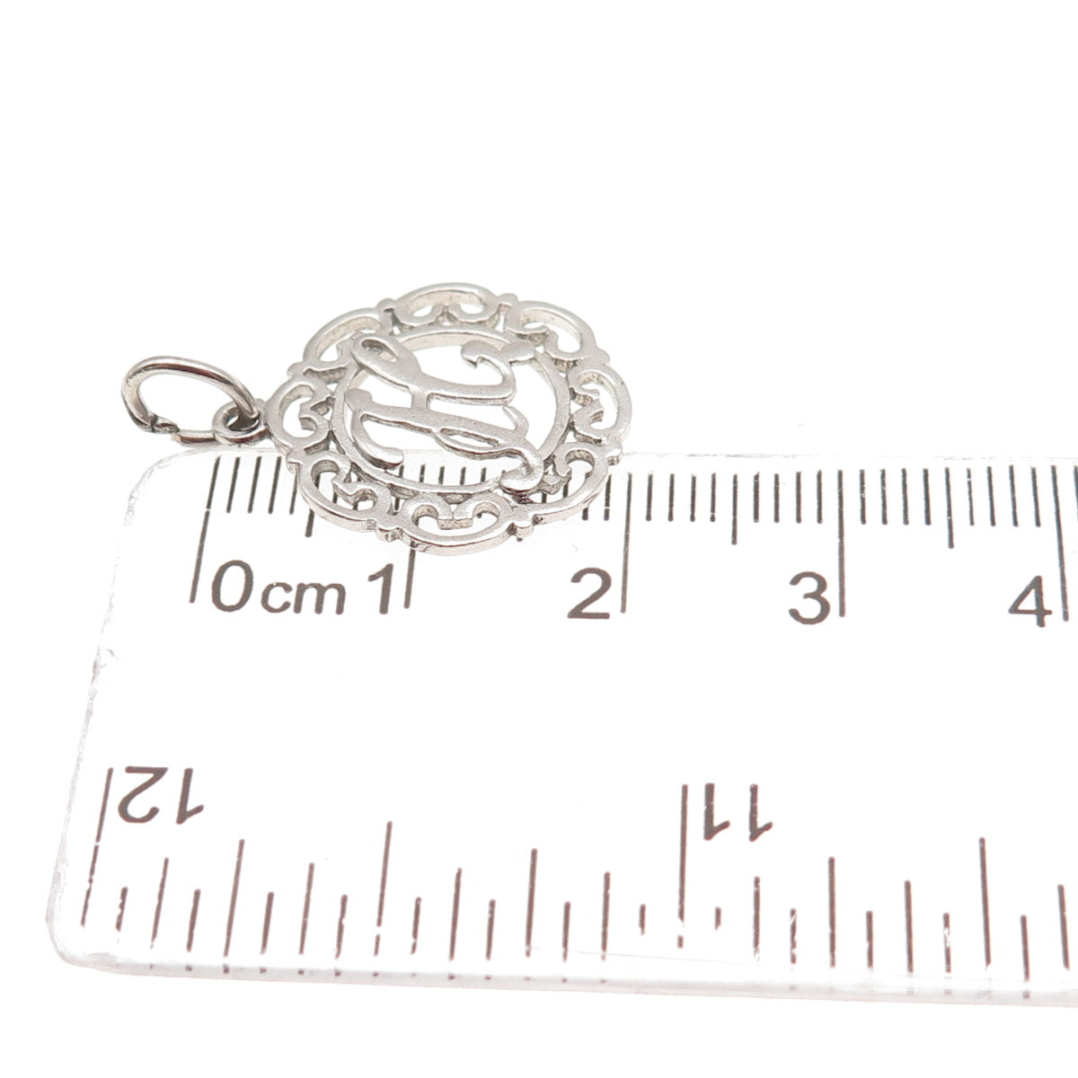 925 Sterling Silver Vintage Letter H Initial Ornate Mini Charm Pendant