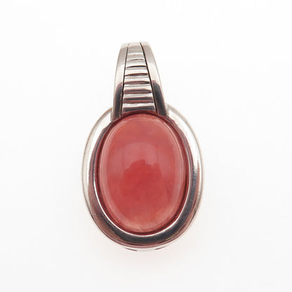 925 Sterling Silver Vintage Real Cherry Quartz Modernist Charm Pendant