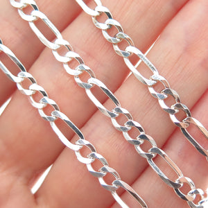 925 Sterling Silver Vintage Italy Figaro Chain Necklace 20"