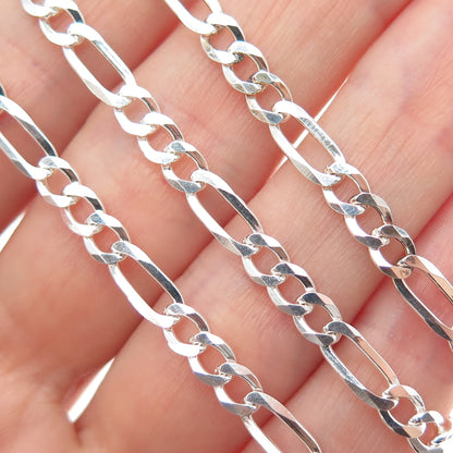 925 Sterling Silver Vintage Italy Figaro Chain Necklace 20"