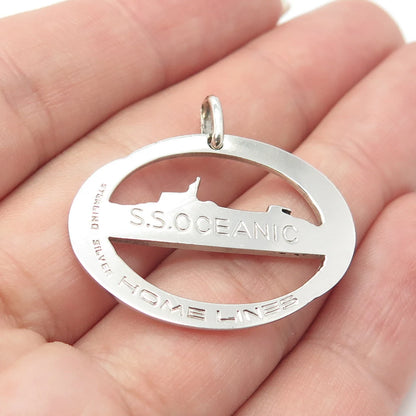 925 Sterling Silver Vintage Liner Ship Pendant