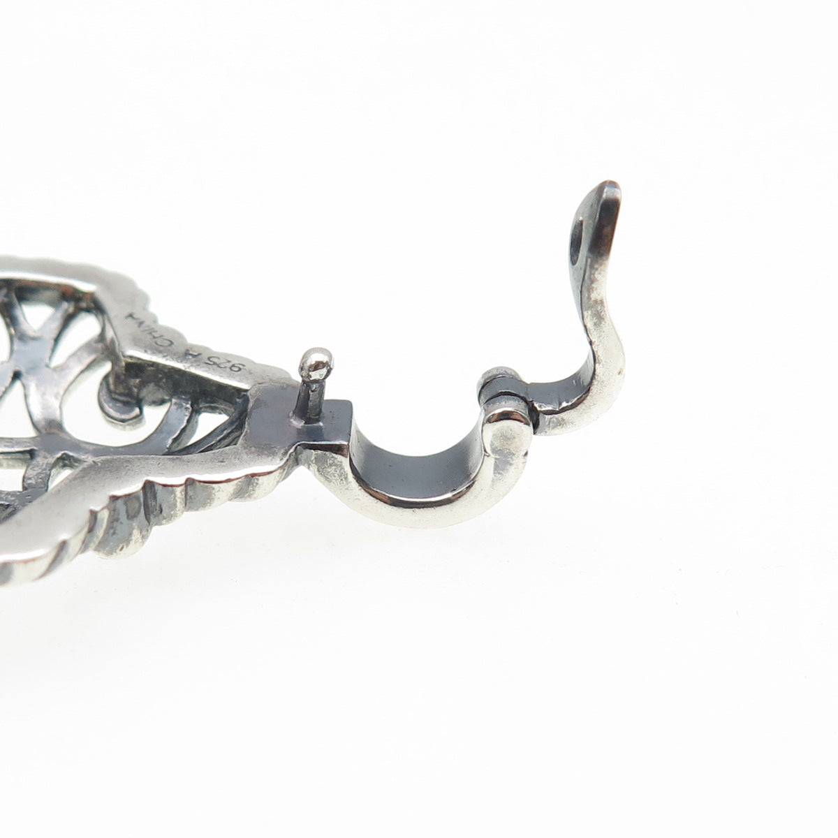 925 Sterling Silver Vintage Ornate Cross Oxidized Charm Pendant