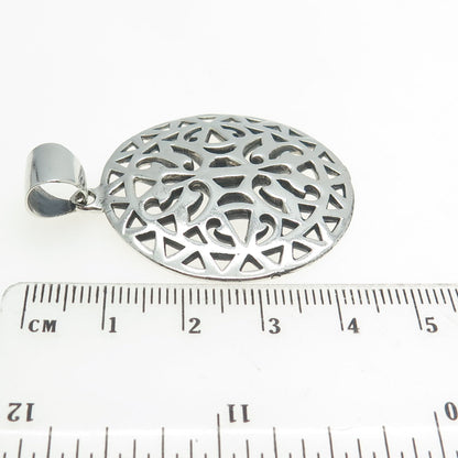 950 Silver Vintage Tribal Ornate Round Pendant