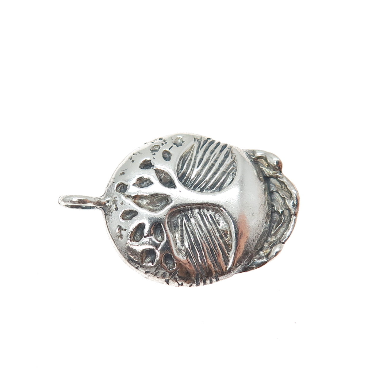925 Sterling Silver Vintage Protect Our Trees Oxidized Charm Pendant