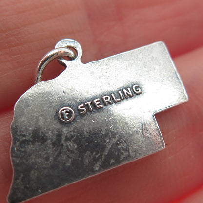 FRENCH & FRANKLIN Sterling Silver Vintage Nebraska Oxidized Minimalist Pendant
