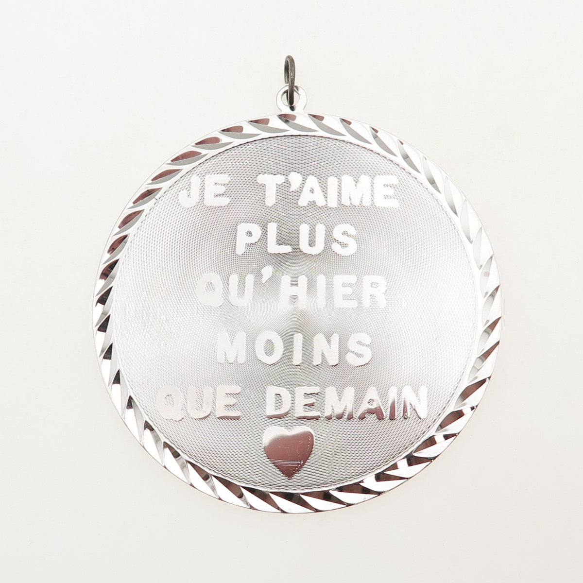 925 Sterling Silver Vintage I Love You / Je T'aime Dual Sided Charm Pendant