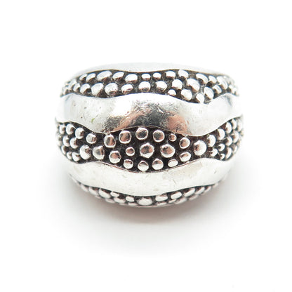 925 Sterling Silver Vintage Wavy Dome Granulated Ring Size 6.75