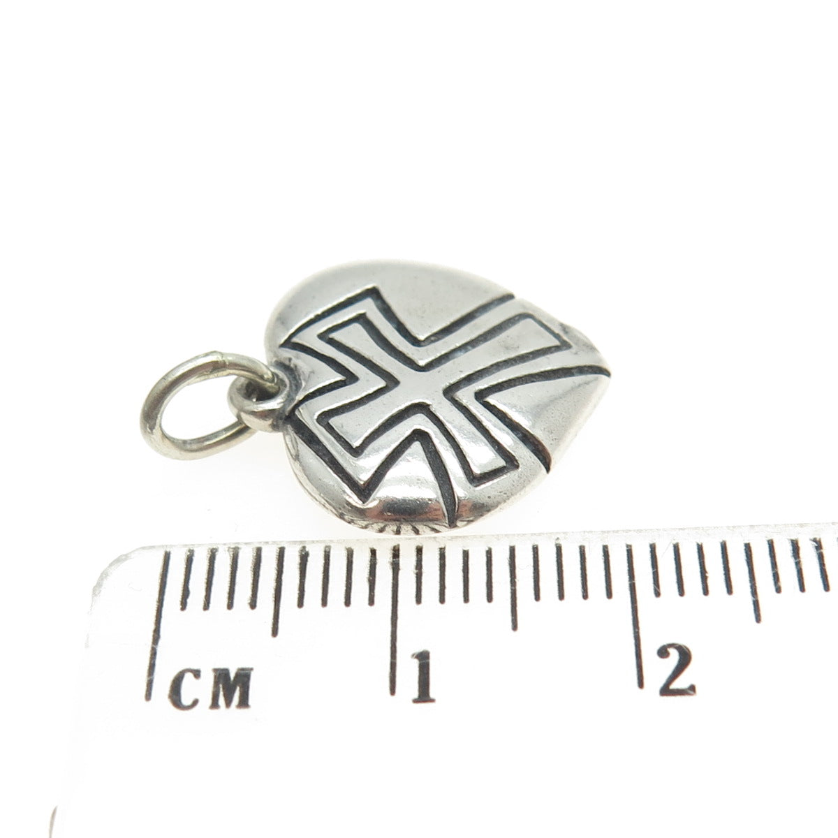 925 Sterling Silver Vintage Cross Heart Charm Pendant