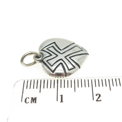 925 Sterling Silver Vintage Cross Heart Charm Pendant