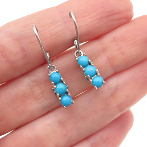 Chuck Clemency 925 Sterling Silver Real Turquoise & Apatite Dangle Earrings