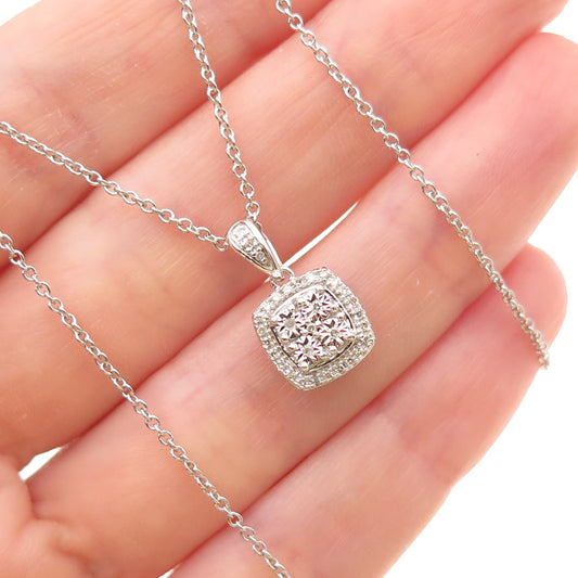Sun 925 Sterling Silver Real Round-Cut Diamond Cable Chain Necklace 18"