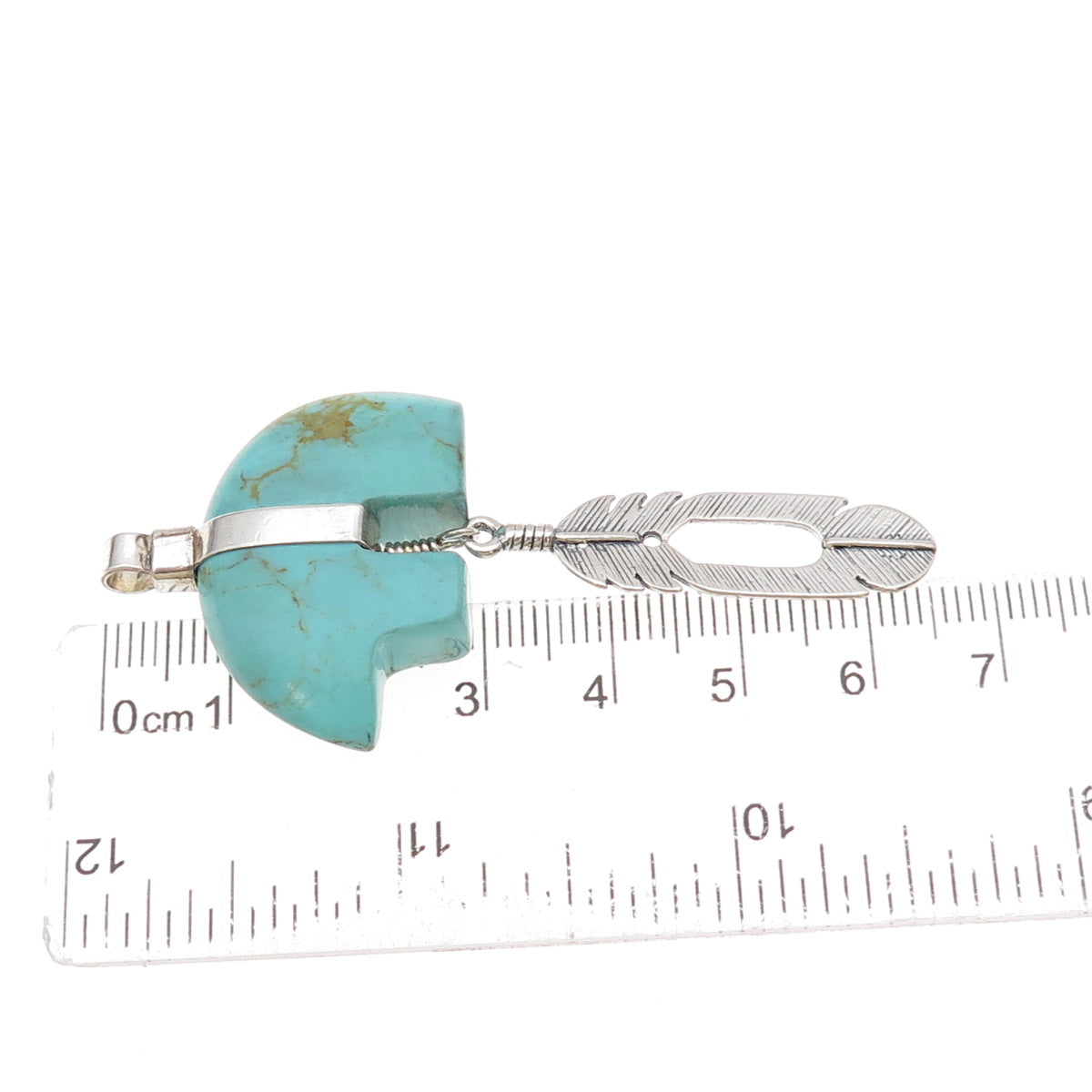 Sundancer Sterling Silver Vintage Southwestern Turquoise Bear & Feather Pendant