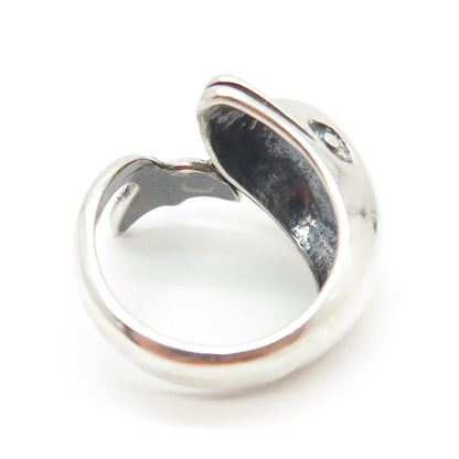925 Sterling Silver Vintage Friendly Dolphin Adjustable Ring Size 8.5