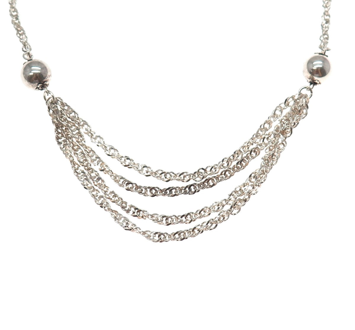 MILOR Sterling Silver Vintage Italy Multi-Strand Singapore Chain Necklace 18"