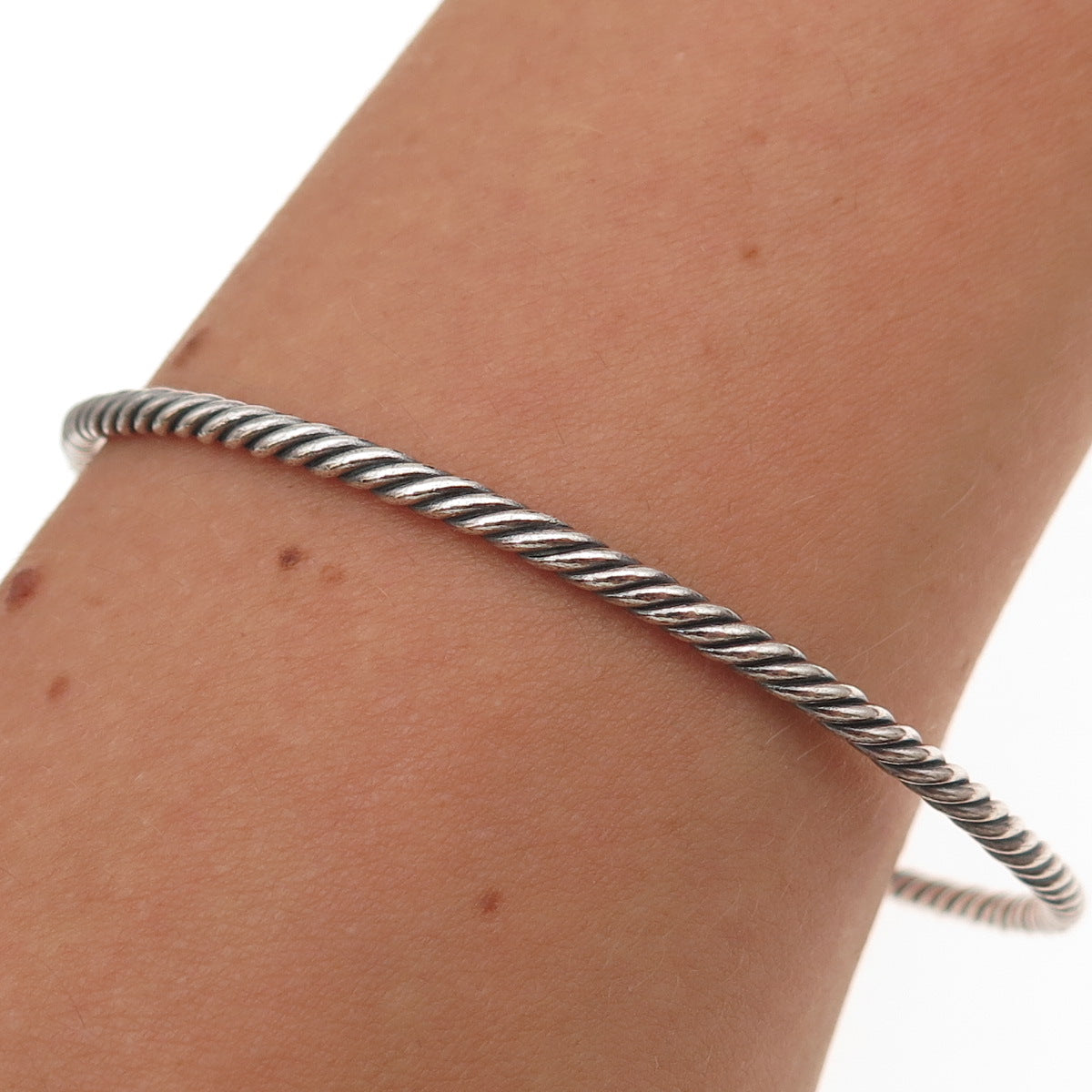 David Yurman 925 Sterling Silver Vintage Cable Classics Bangle Bracelet 8.25"