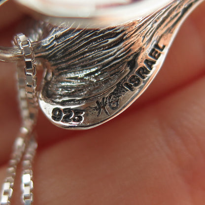 HAGIT GORALI Sterling Silver Vintage Israel Tahitian Pearl Heart Necklace 16"