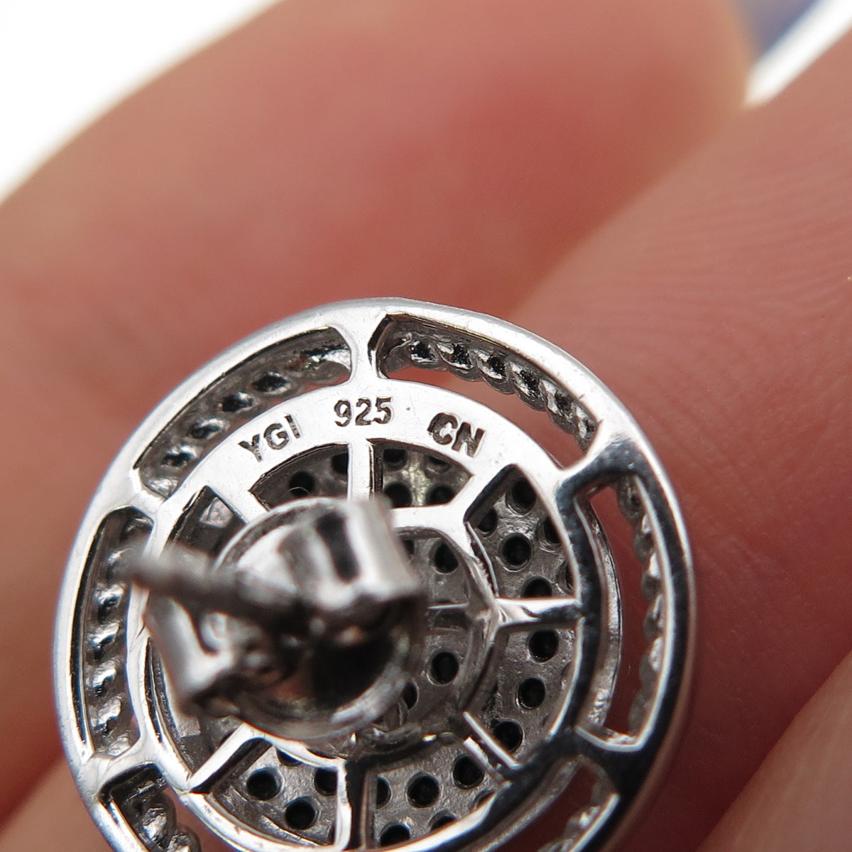 925 Sterling Silver Real Round-Cut Black Spinel Earrings