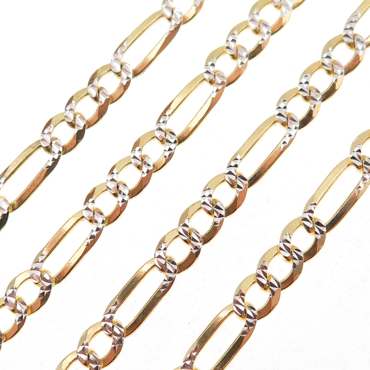 P. Lux 925 Sterling Silver 2-Tone Italy Diamond-Cut Figaro Chain Necklace 22"