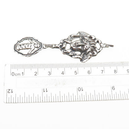 925 Sterling Silver Antique Art Deco Jesus & Cherub Oxidized Pendant