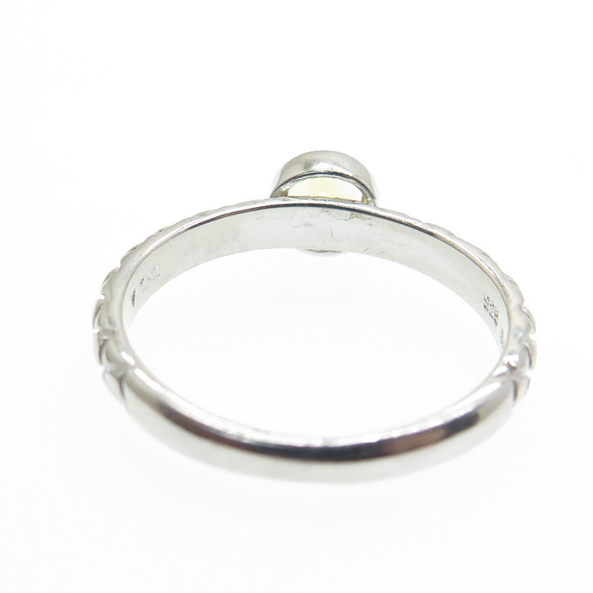 925 Sterling Silver Real Round-Cut Citrine Gemstone Wicker Ring Size 7.75