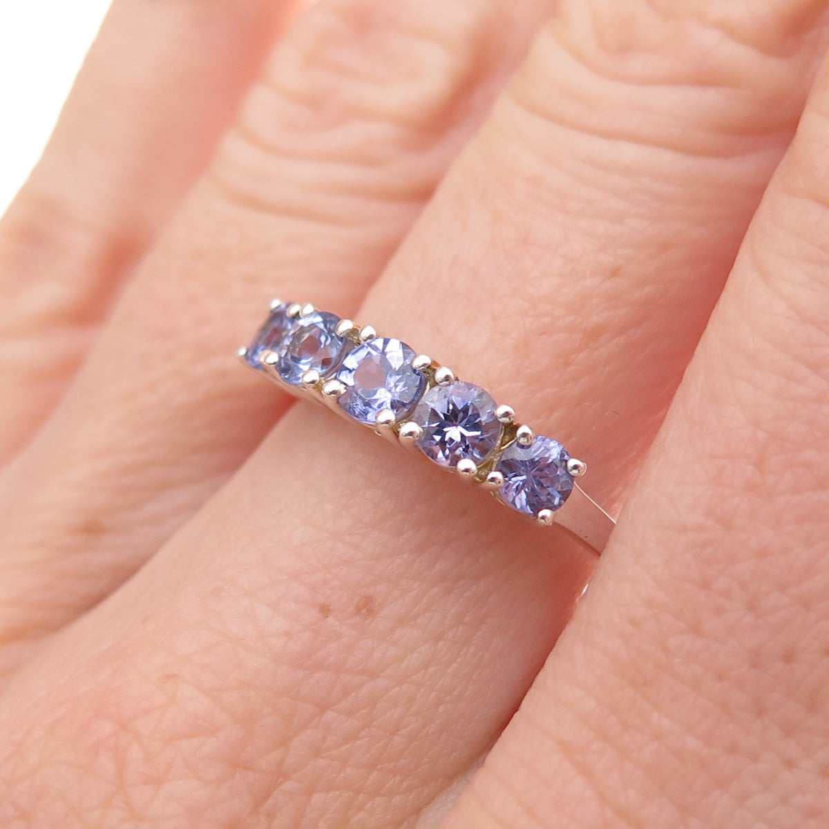 Chuck Clemency 925 Sterling Silver Gold Plated Real Tanzanite Band Ring Size 8