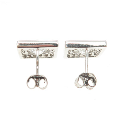 925 Sterling Silver Princess & Round-Cut C Z Stud Earrings