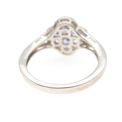 Chuck Clemency 925 Sterling Silver Real Tanzanite & White Topaz Ring Size 8