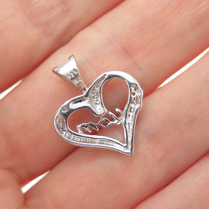 RJ GRAZIANO 925 Sterling Silver Round-Cut C Z Mom Heart Minimalist Charm Pendant