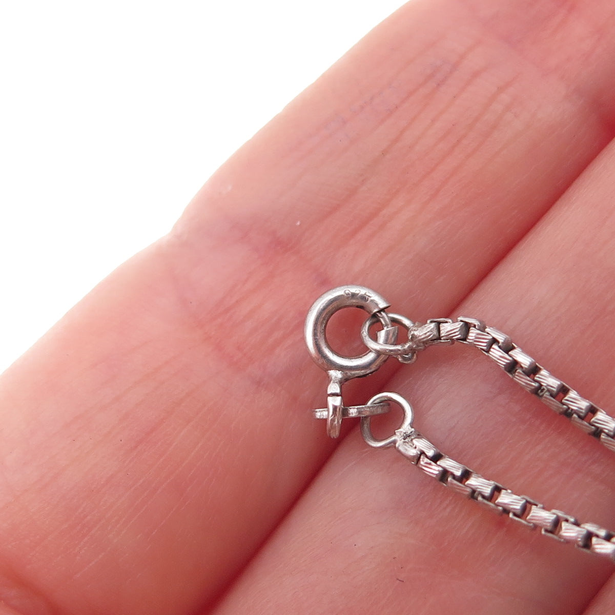 925 Sterling Silver Vintage Italy Round Box Chain Necklace 18"