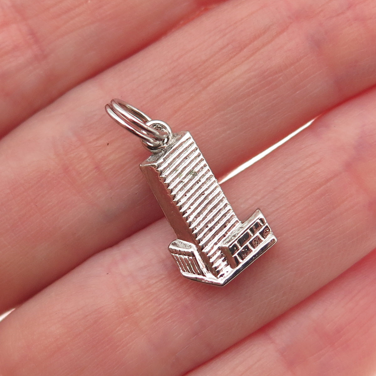 925 Sterling Silver Vintage United Nations Headquarters Mini Charm Pendant