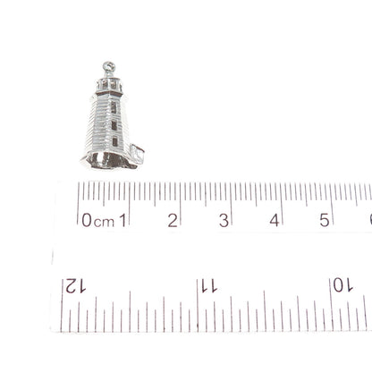 925 Sterling Silver Vintage Lighthouse 3D Charm Pendant