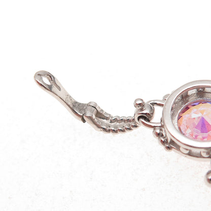 925 Sterling Silver Real Pearl & Mystic Quartz Cross Charm Pendant